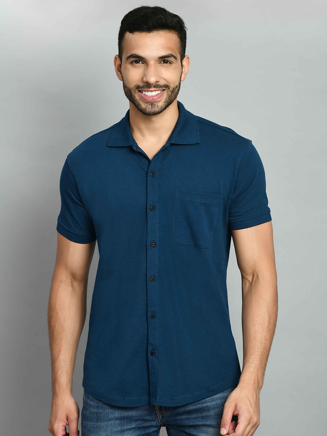 

SQUIREHOOD Smart Skinny Fit Spread Collar Cotton Casual Shirt, Teal