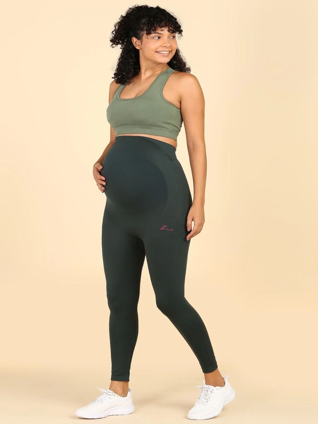 

House Of Zelena Women Anti-Bacterial Ankle Length Maternity Tights, Green