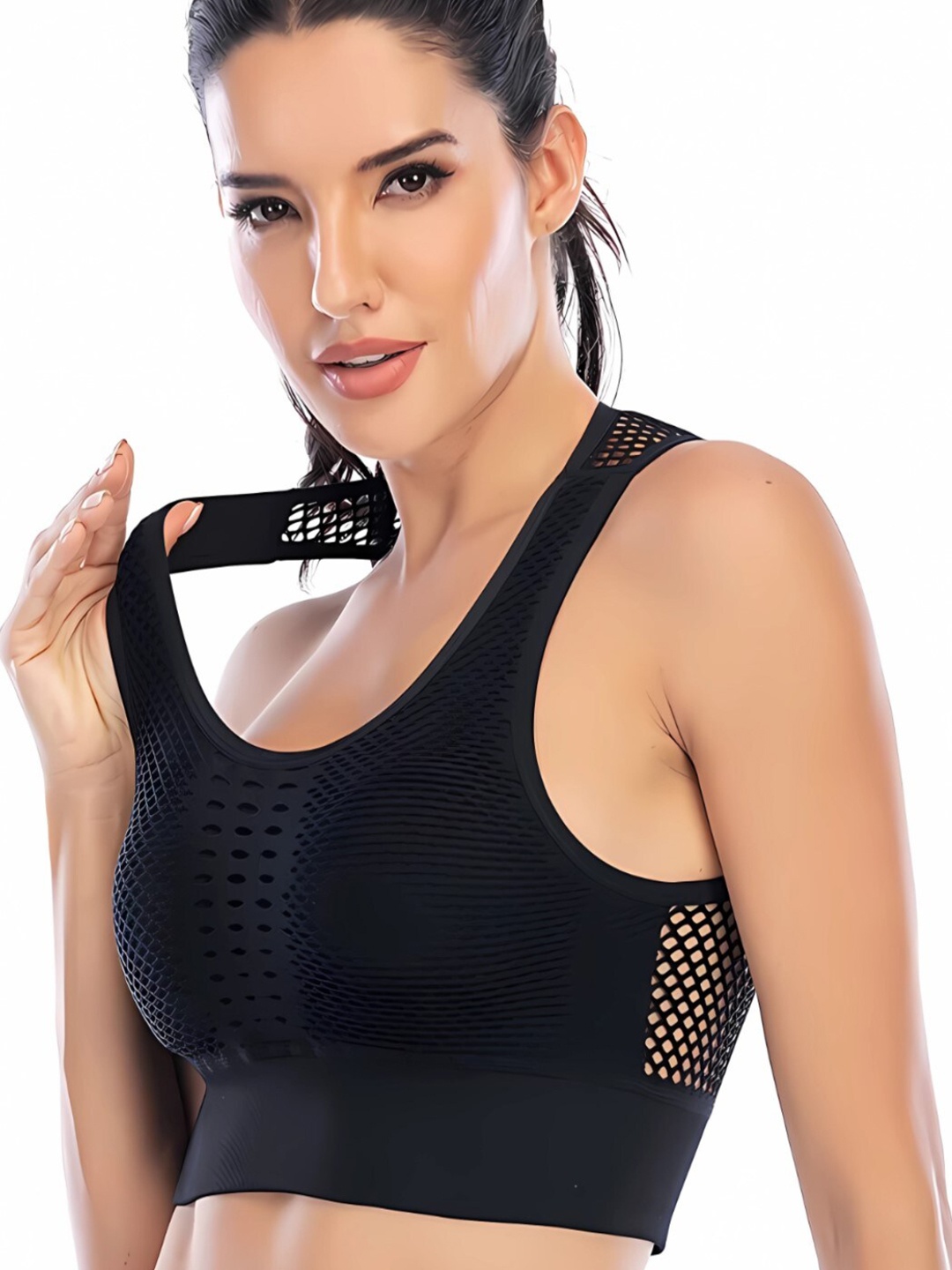 

Bella Voste Full Coverage Removable Padding Cotton Workout Bra With Moisture Wicking, Black