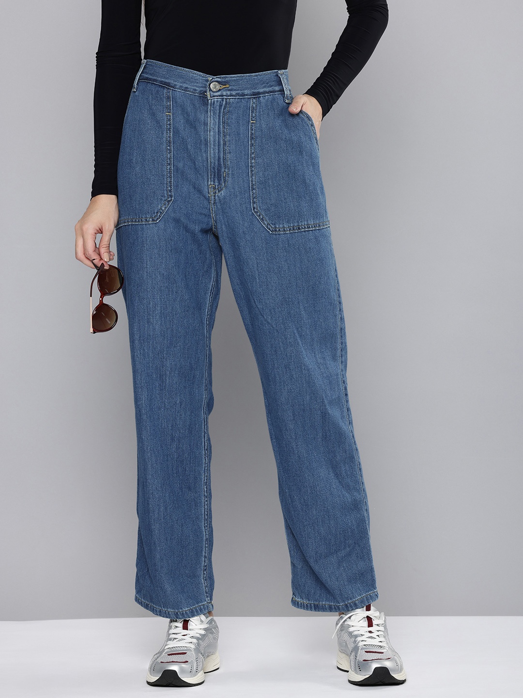 

Levis Women Pure Cotton 94 Baggy Fit Jeans, Blue