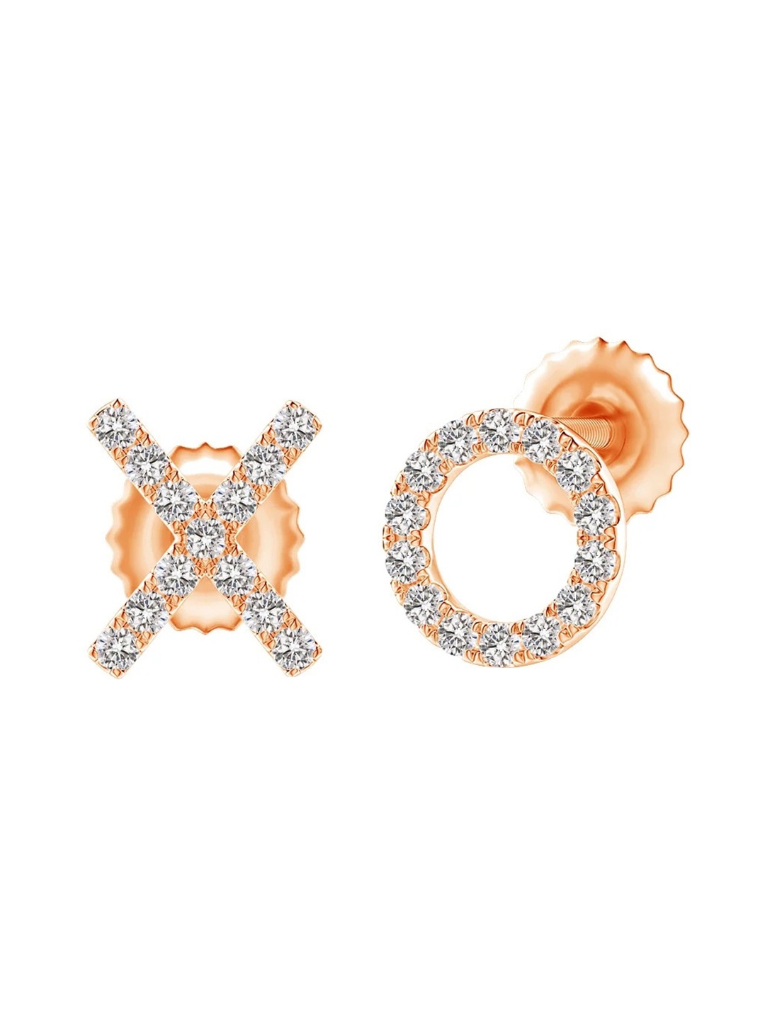 

Angara 14KT Rose Gold Pave-Set Natural Diamond XO Stud Earrings