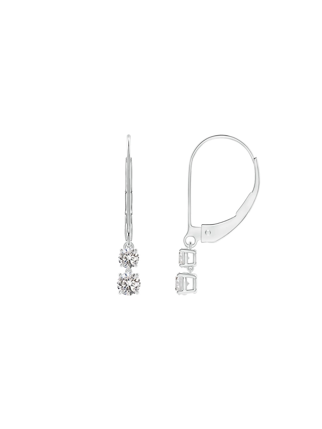 

Angara 14KT White Gold Double Natural Diamond Leverback Dangle Earrings, Silver