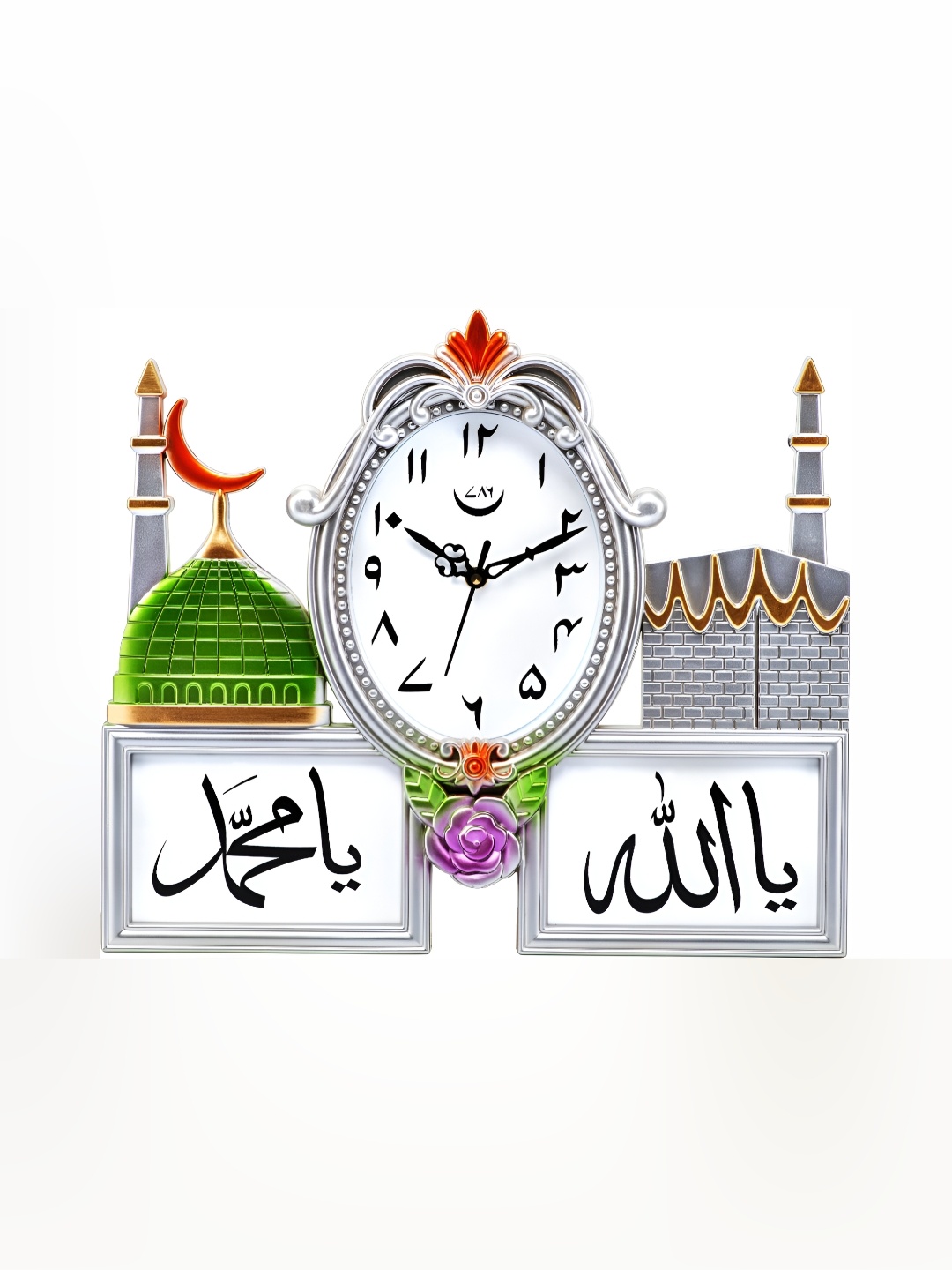 

Attractionz Silver-Toned & Green Oval Textured Analogue Contemporary Wall Clock