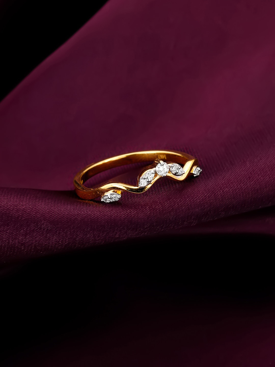 

GIVA Mysteries Of Life 18KT Gold Diamond Studded Finger Ring-2.44 m