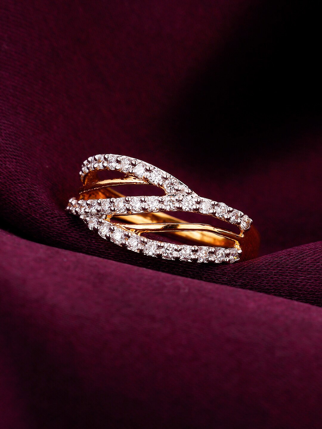 

GIVA Heartfelt Emotions 18KT Gold Diamond Studded Finger Ring-1.94 gm