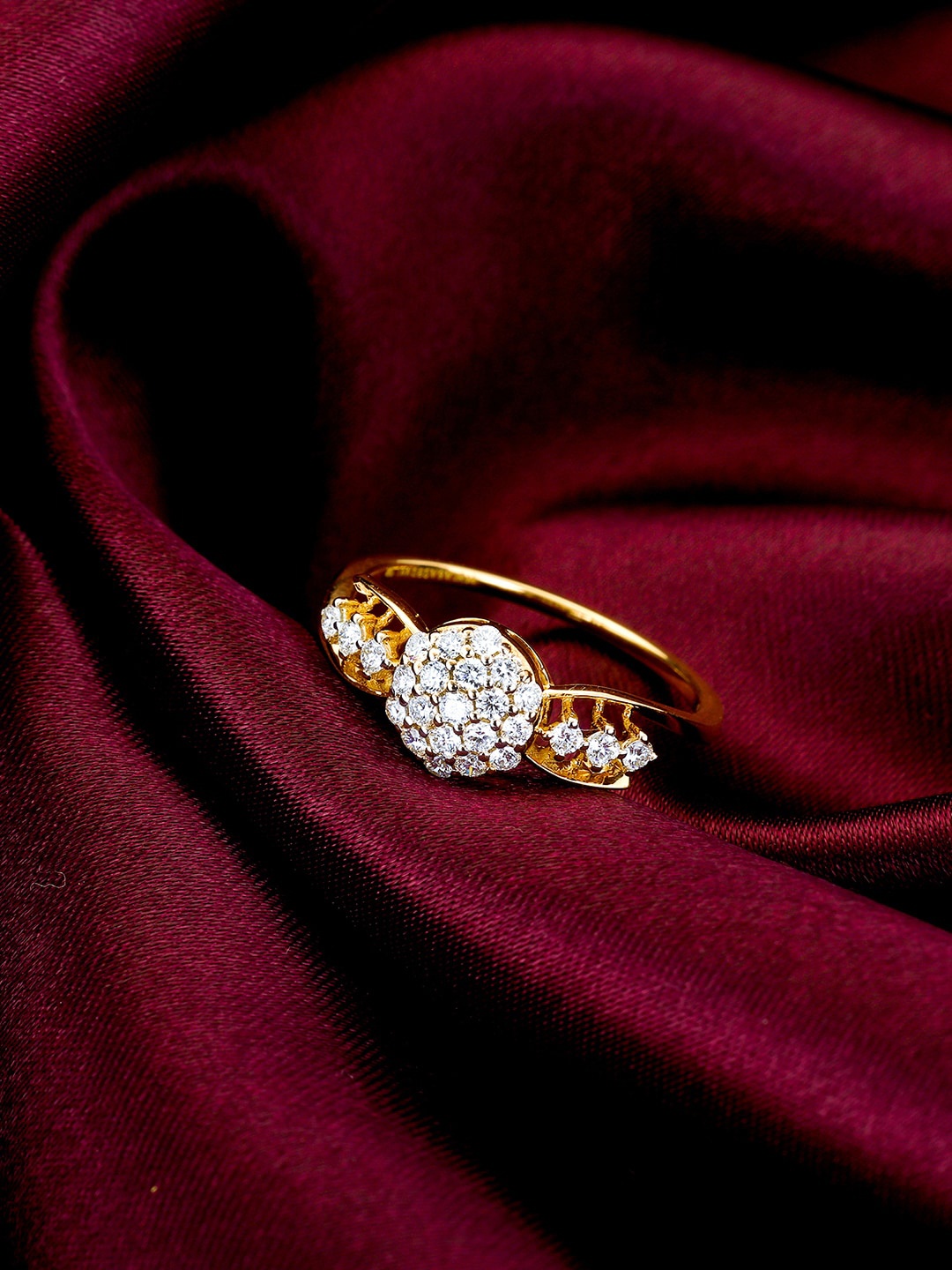 

GIVA Blushing Bride 14KT Gold Diamond Studded Finger Ring-1.81 gm