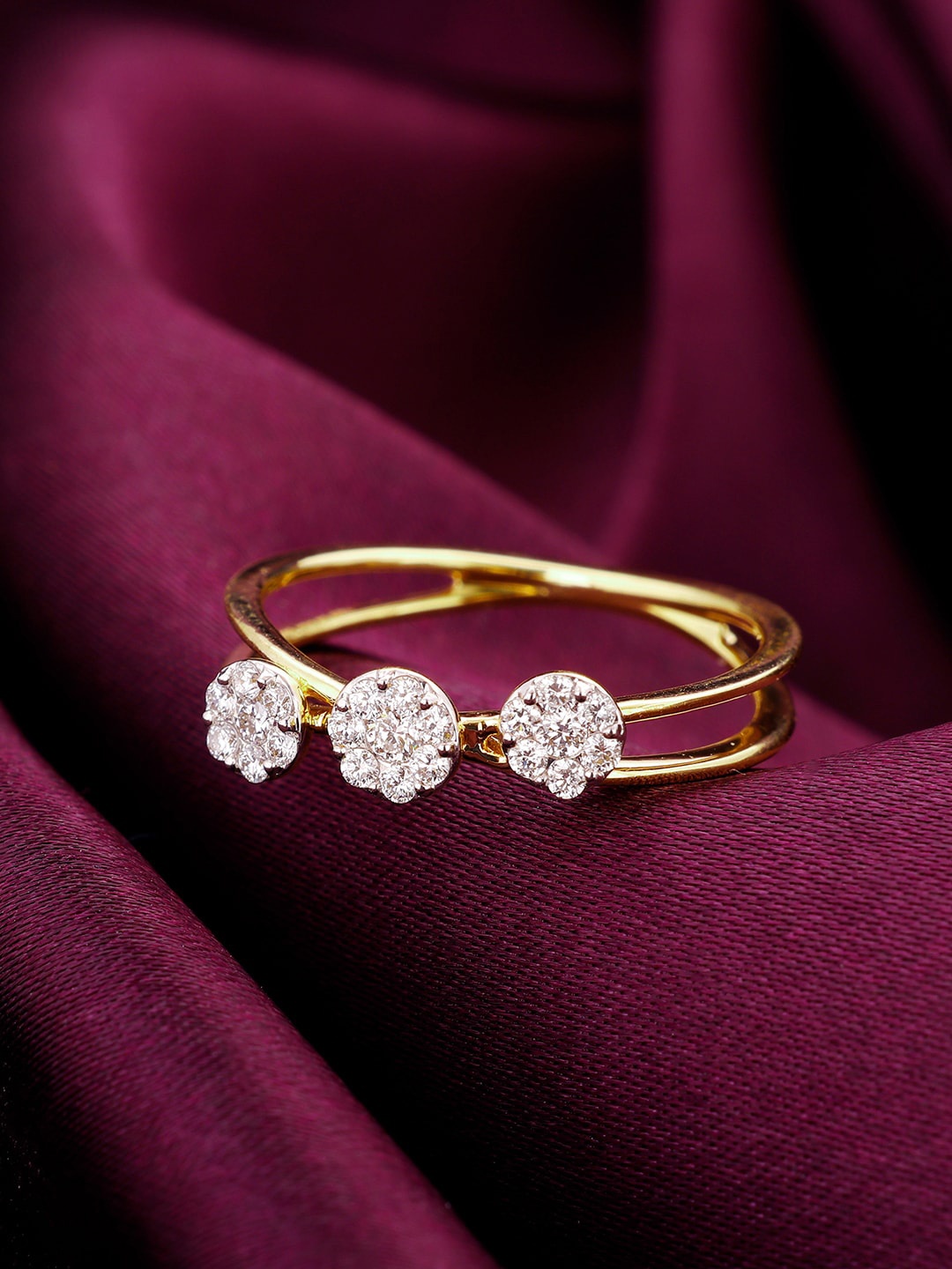

GIVA Shared Journey 14KT Gold Diamond Studded Finger Ring-1.79 gm