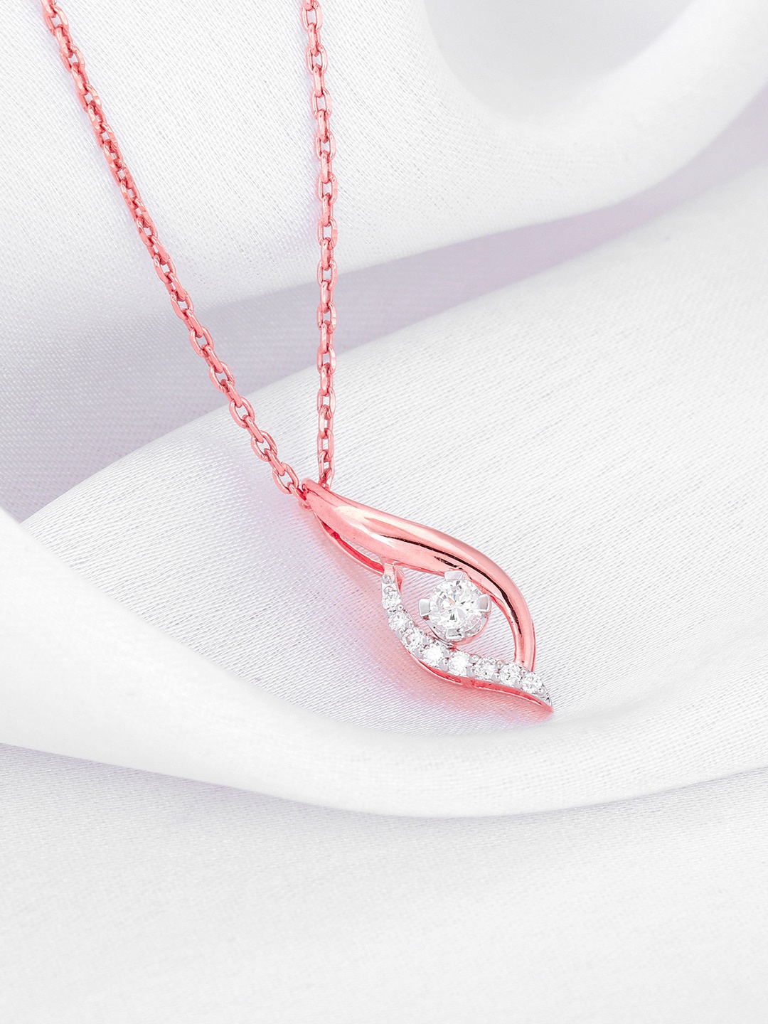 

GIVA 18K Rose Gold Captivating Gaze Diamond Pendant-1.34 gm