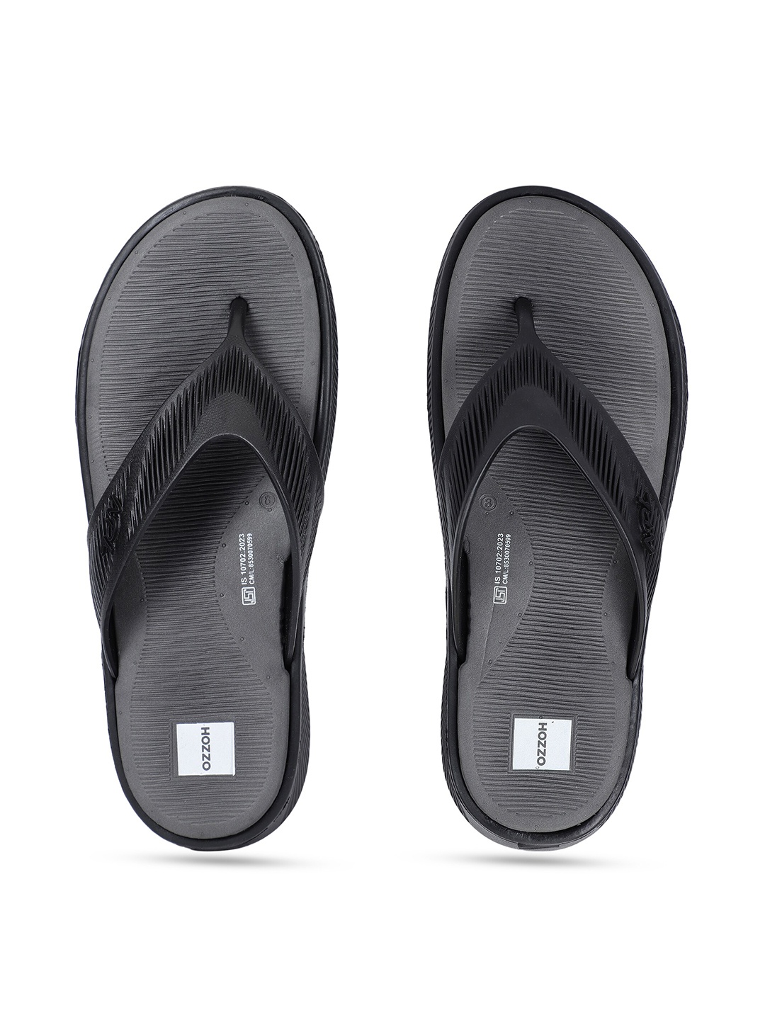 

OZZOH Men Thong Flip-Flops, Black