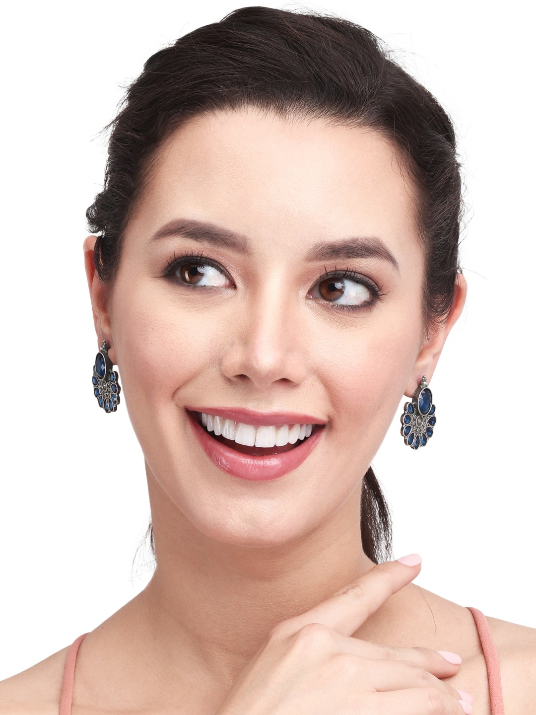 

Anvik Silver-Plated Stone Studded Classic Studs Earrings