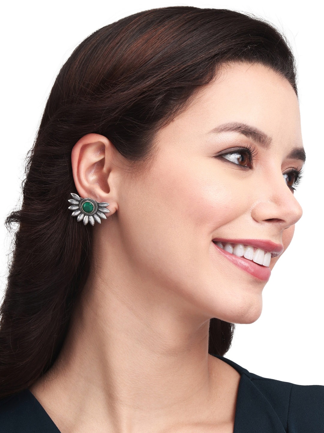 

Anvik Silver-Plated Floral Studs Earrings