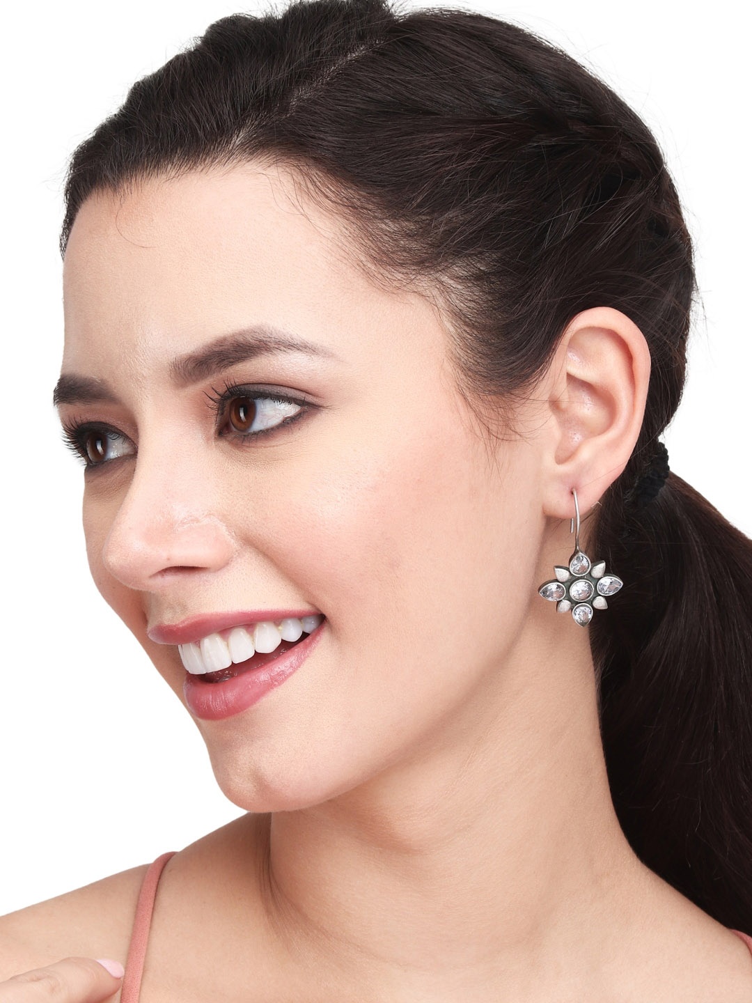 

Anvik Silver-Plated AD Floral Drop Earrings