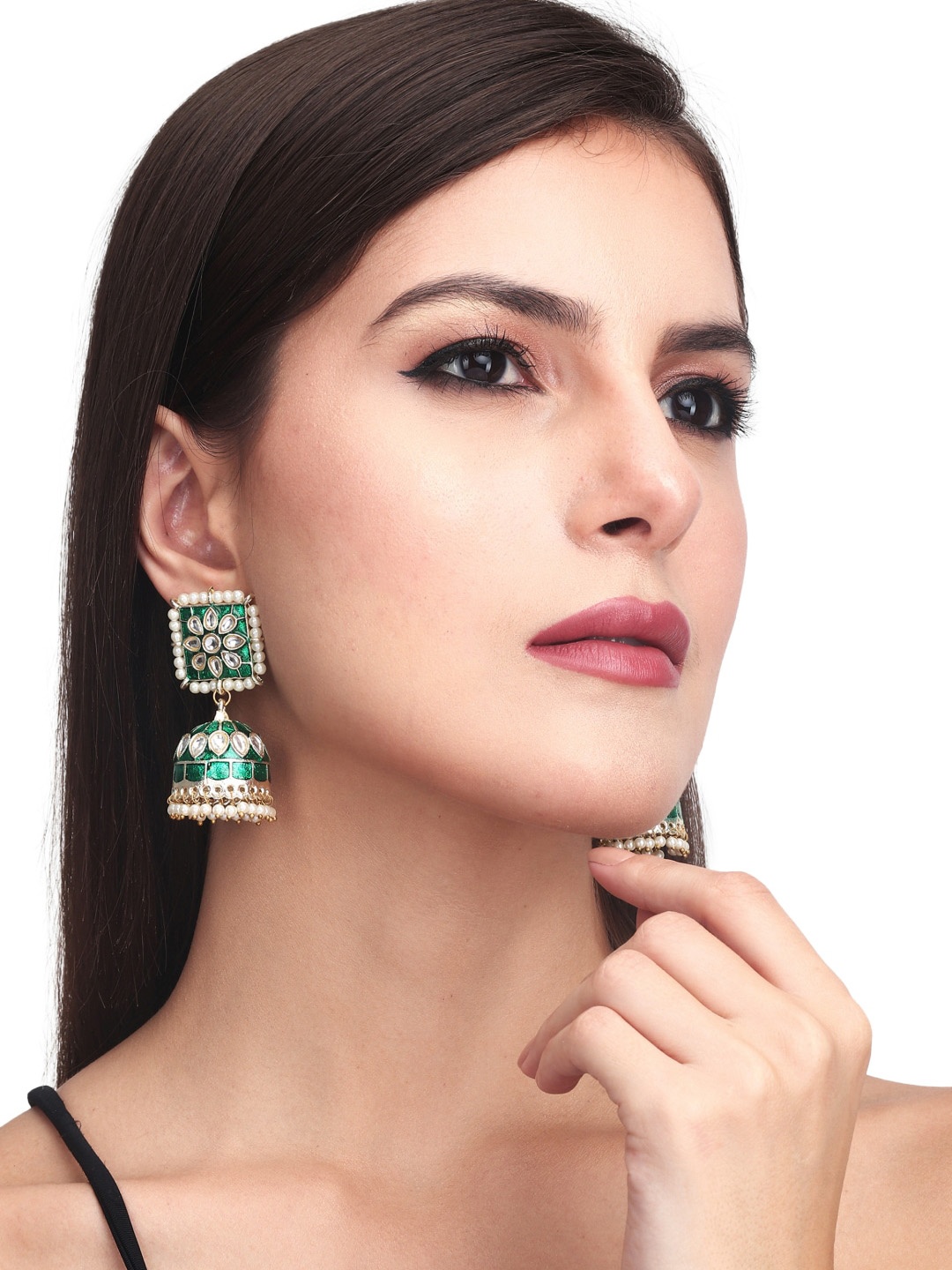 

Anvik Gold-Plated Classic Enamel Jhumkas