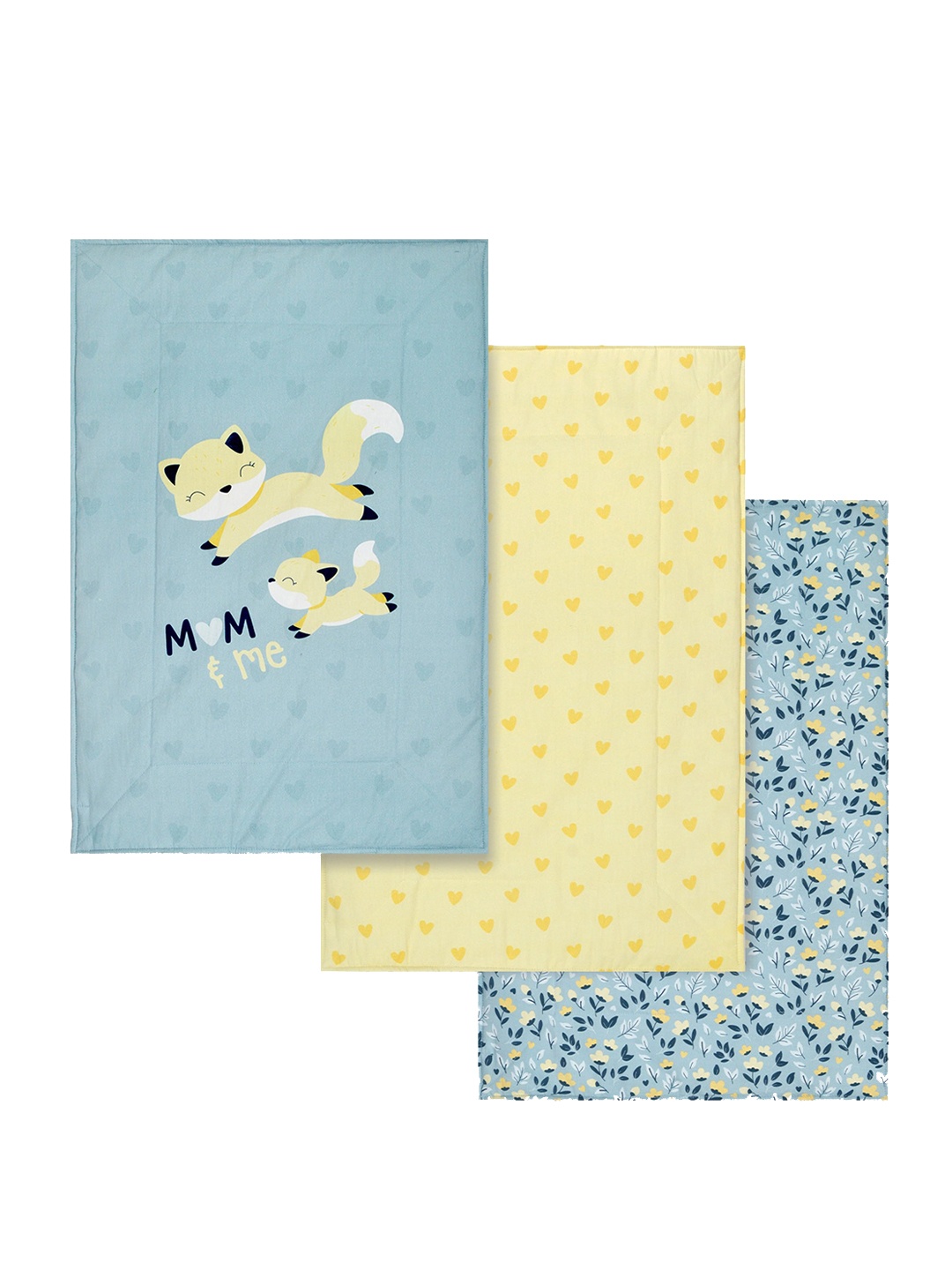 

TIDY SLEEP Infants 3 Pcs Mom & Me Printed Pure Cotton Changing Mats, Blue