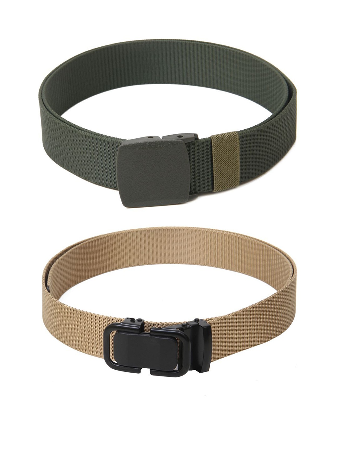 

Calvadoss Men Set Of 2 Textured Belts, Green