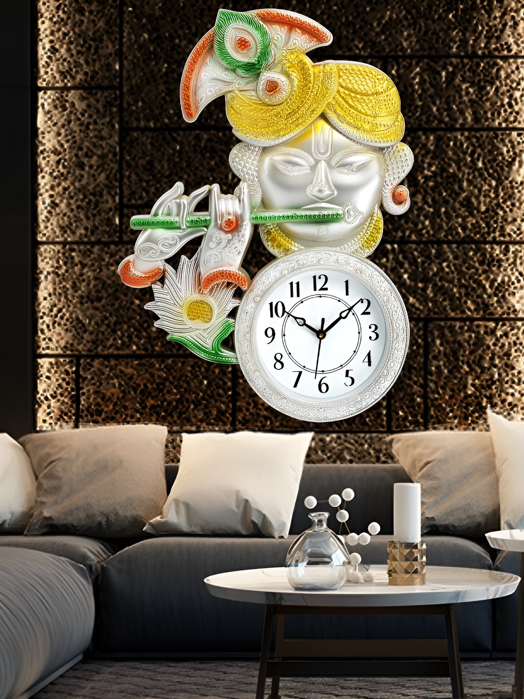 

Attractionz Silver-Toned Textured Contemporary Round Shaped Wall Clock