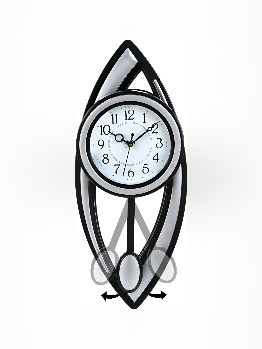 

Attractionz Silver-Toned & Black Round Shaped Contemporary Pendulum Analogue Wall Clock