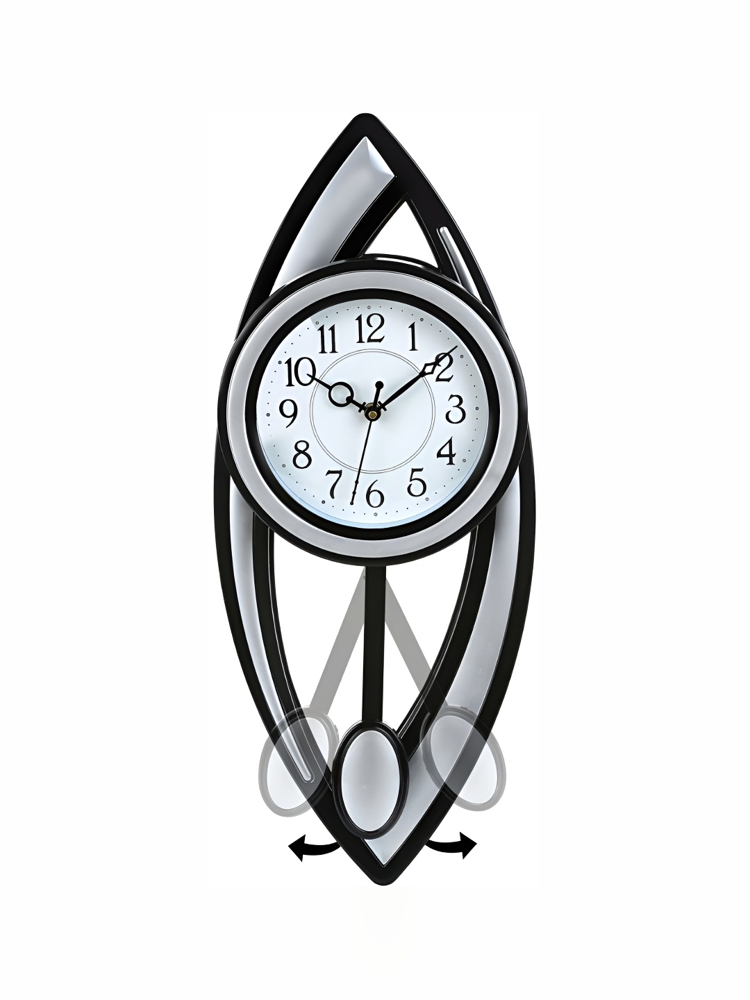 

Attractionz Silver-Toned Contemporary Round Shaped Pendulum Wall Clock