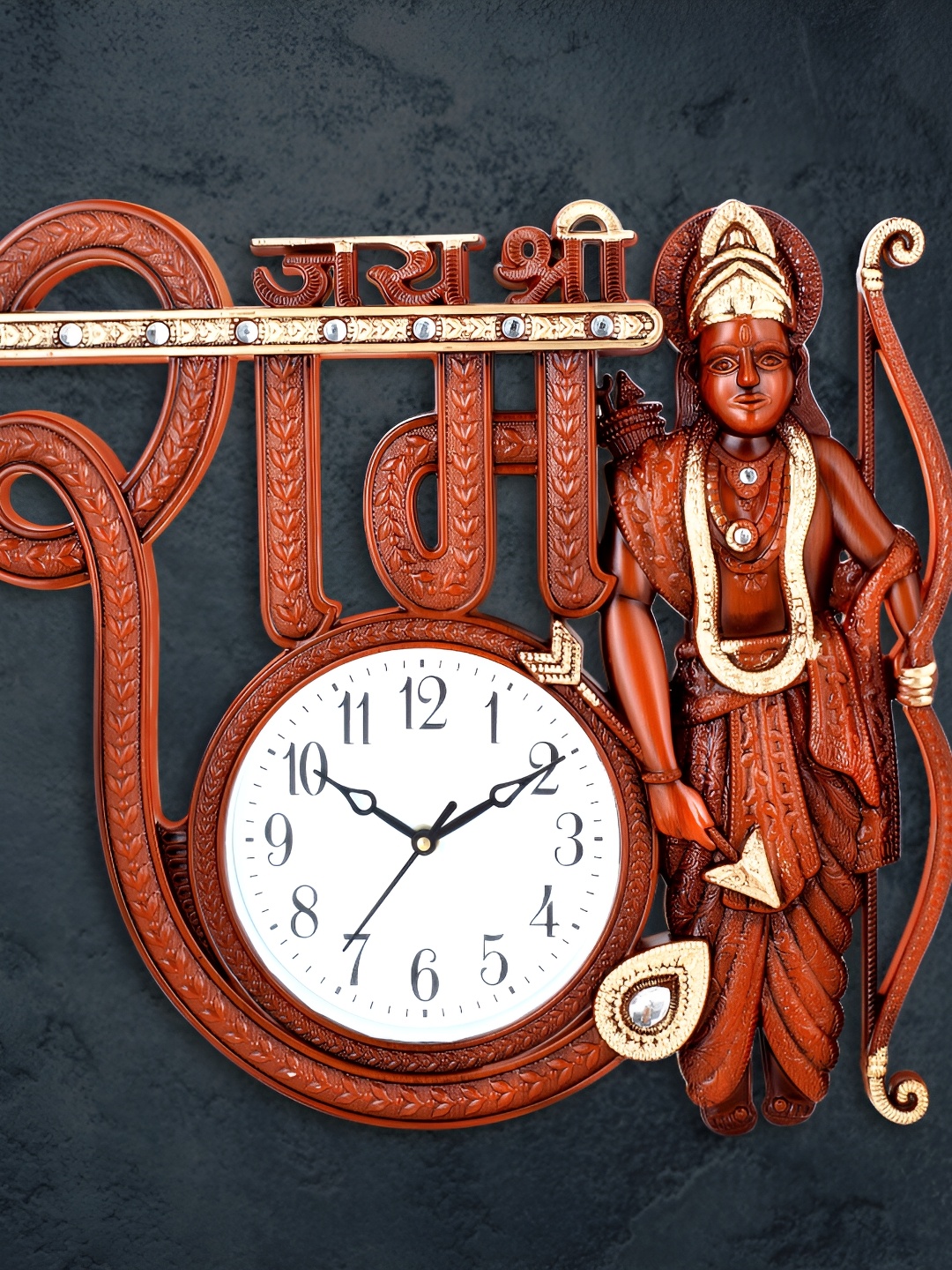 

Attractionz Red Round Shaped Embellished Wall Clock