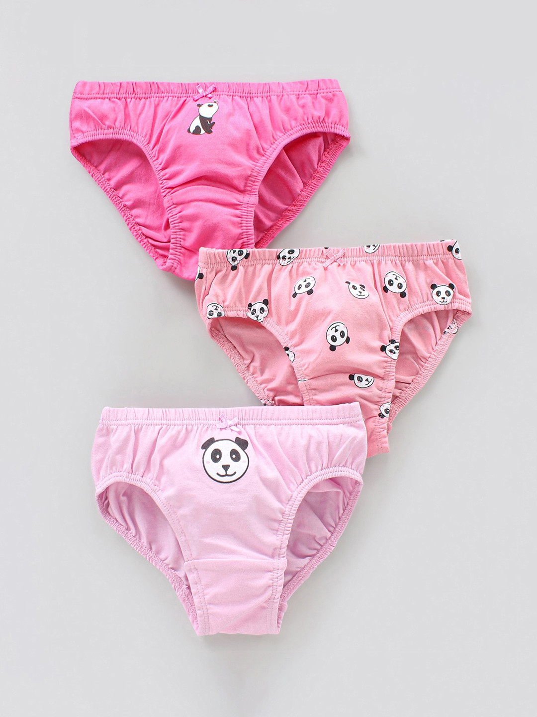 

Honeyhap Girls Pack Of 3 Panda Printed Basic Briefs, Pink
