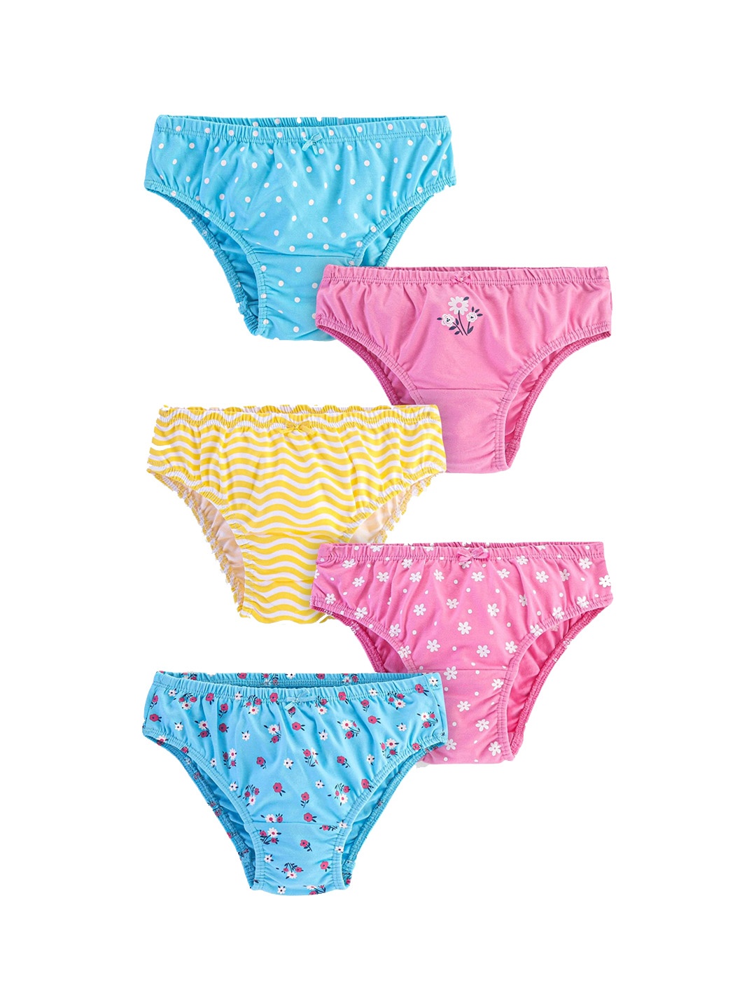 

Honeyhap Girls Pack Of 5 Printed Hipster Briefs, Blue