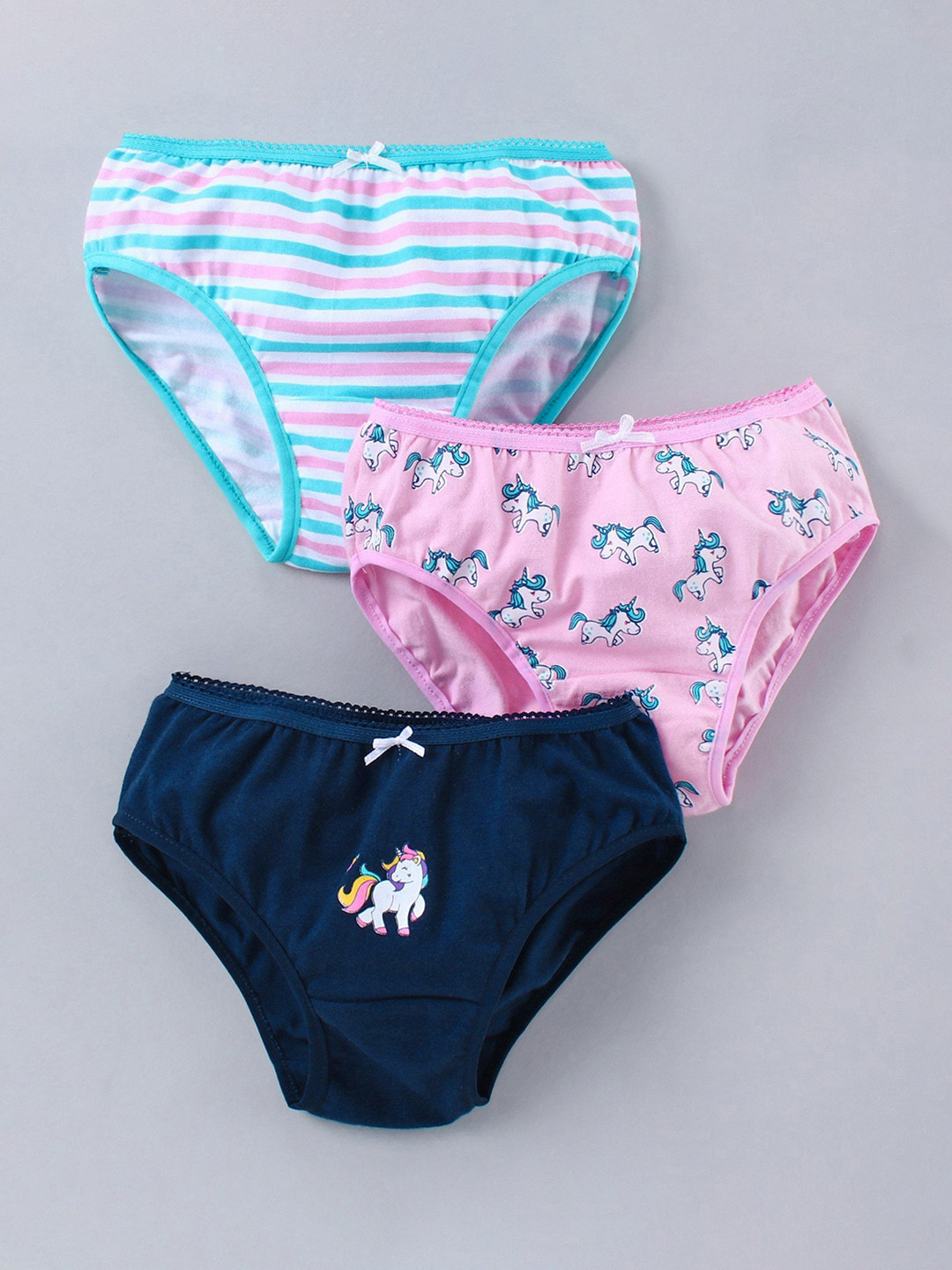 

Honeyhap Girls Pack Of 3 Printed Basic Briefs, Pink