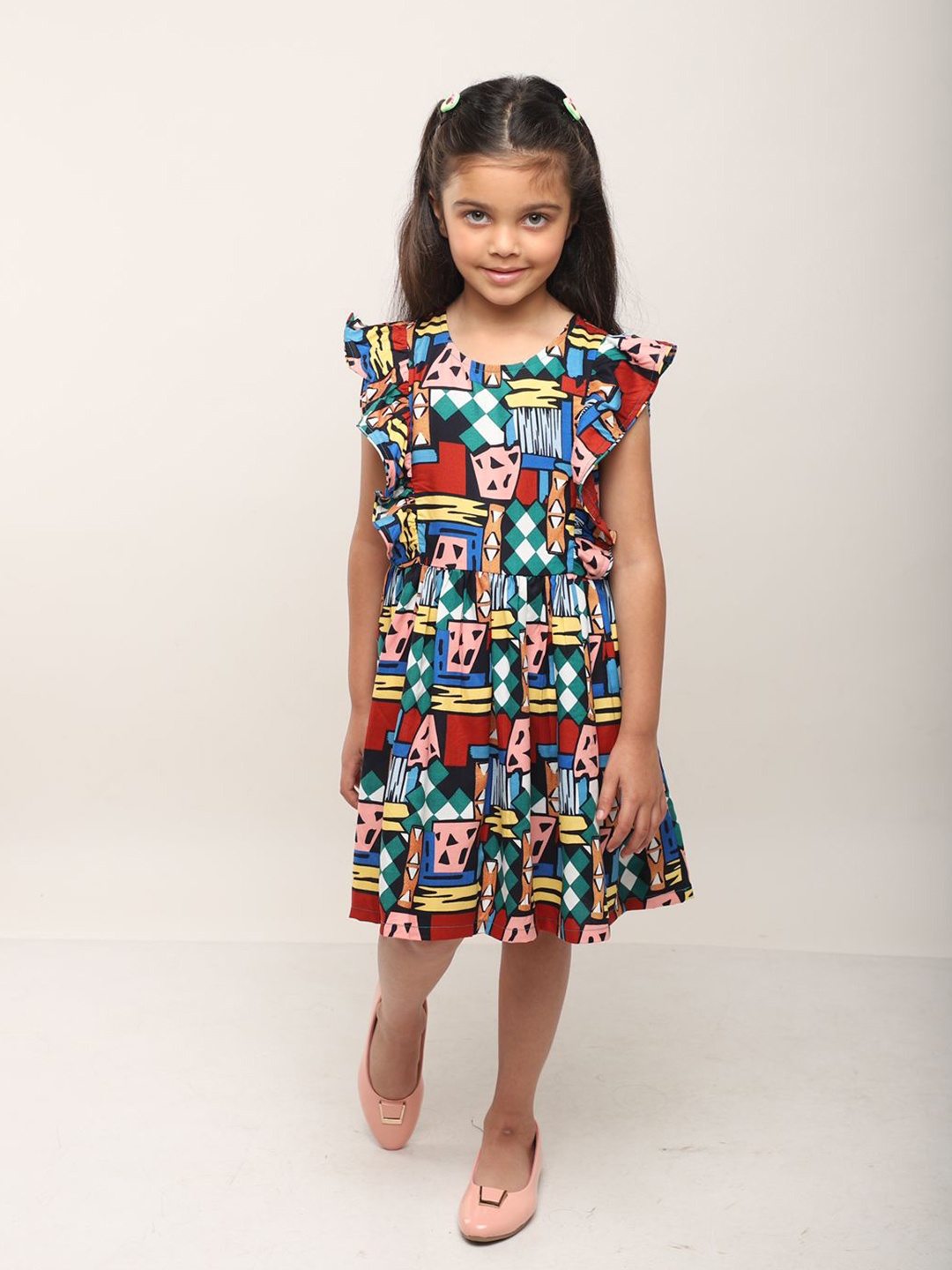 

Biglilpeople Girls Floral Print Flutter Sleeve Fit & Flare Dress, Blue