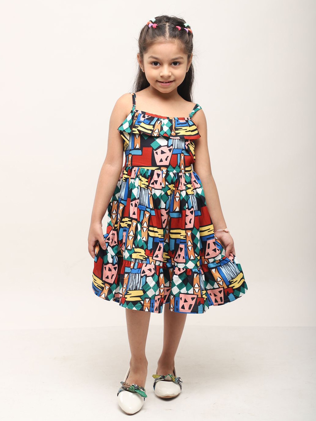 

Biglilpeople Girls Abstract Print Fit & Flare Dress, Red