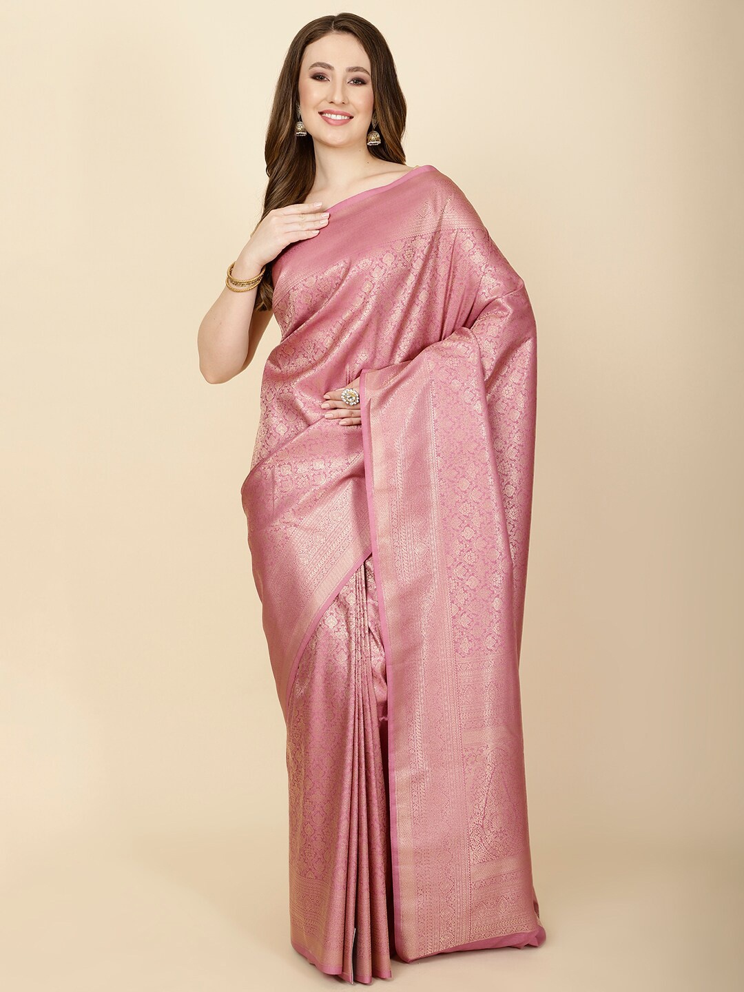 

Meena Bazaar Ethnic Motifs Zari Art Silk Saree, Purple