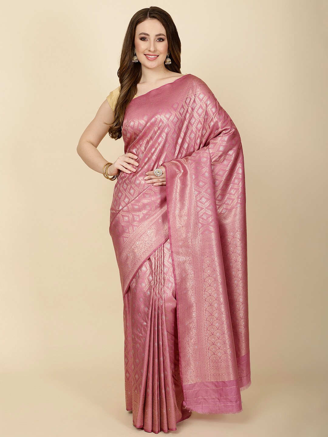 

Meena Bazaar Ethnic Motifs Woven Design Zari Art Silk Saree, Purple