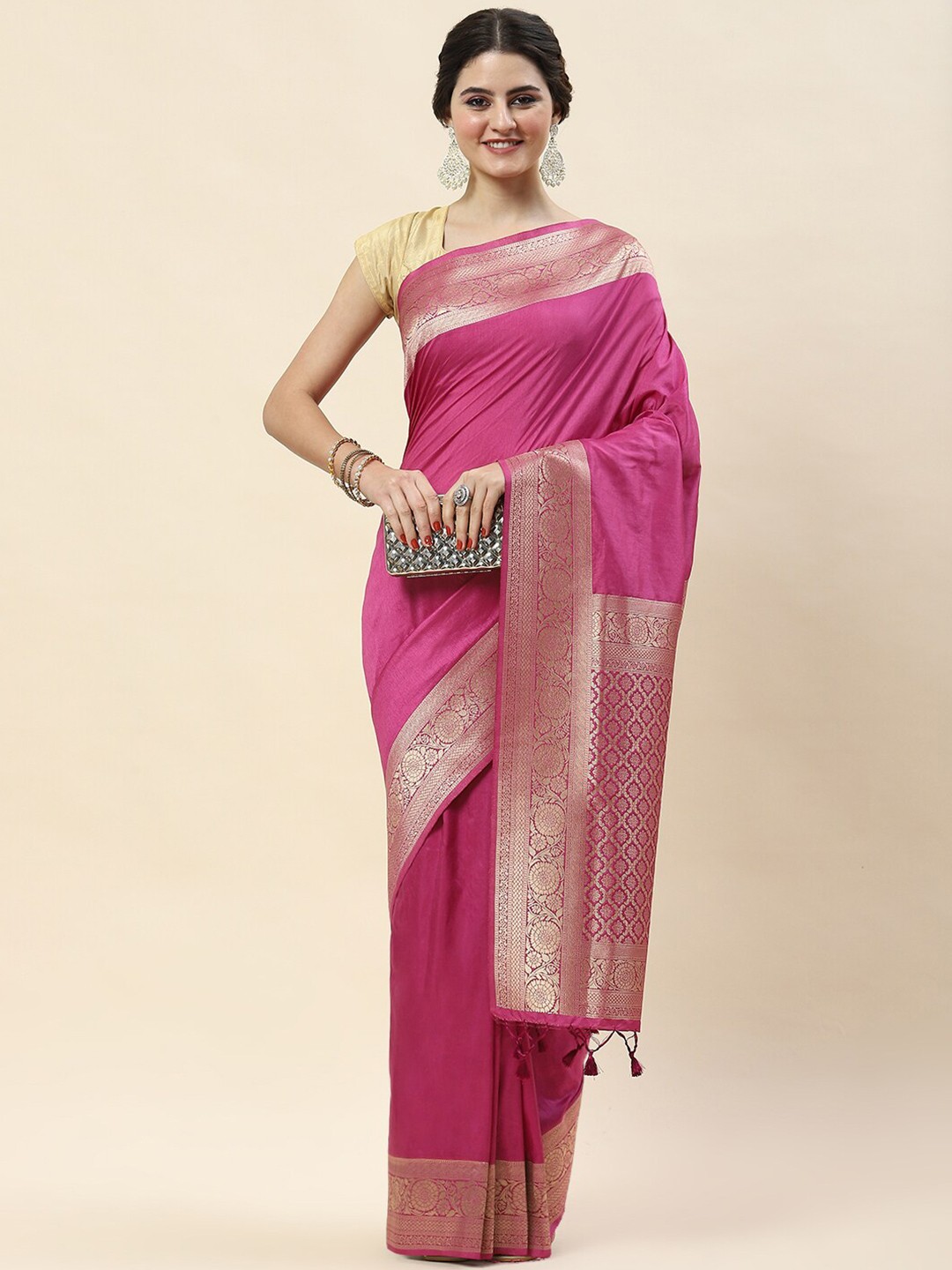 

Meena Bazaar Zari Art Silk Saree, Purple