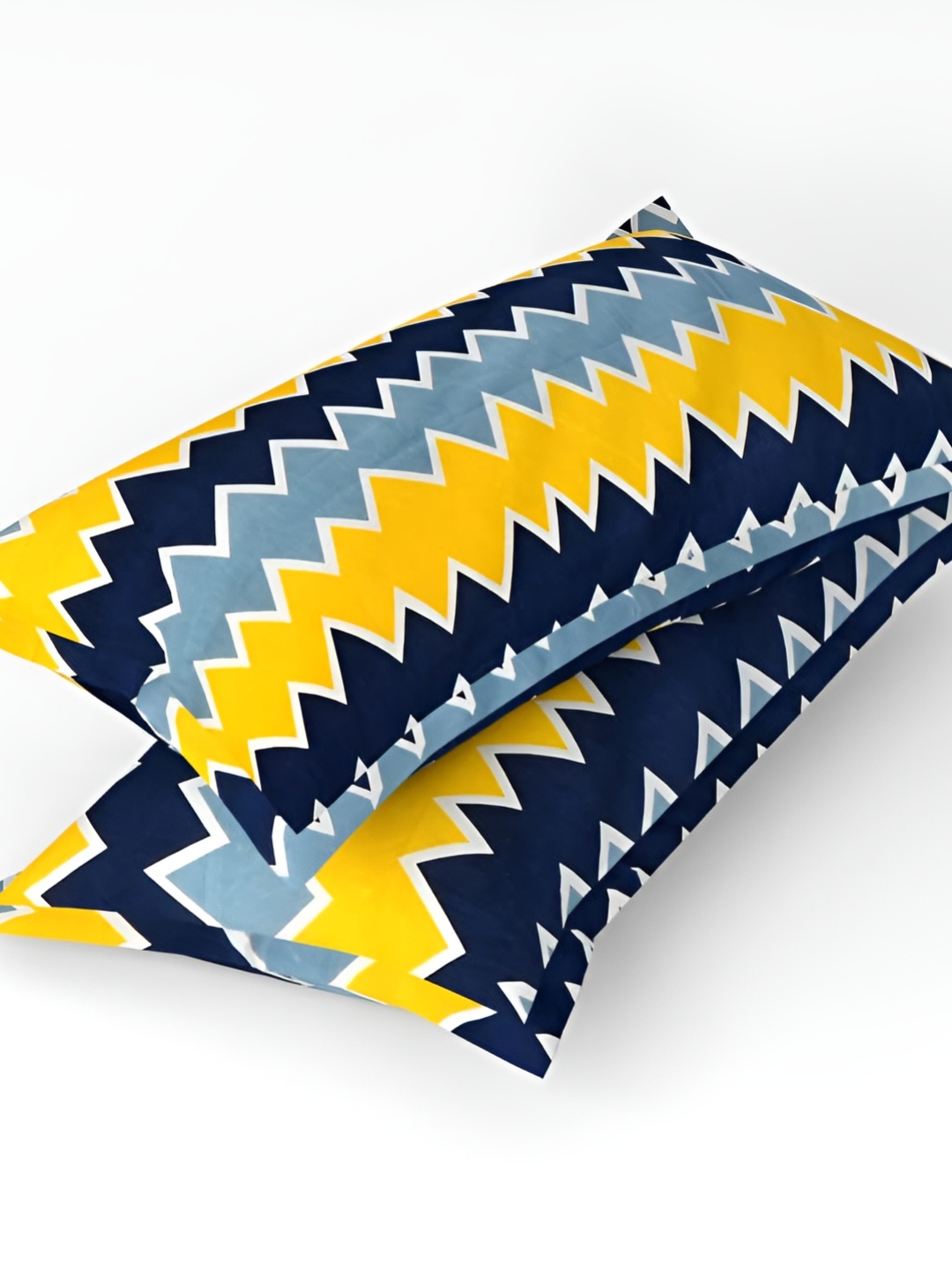 

PHOEBEE Blue & Yellow Geometric Cotton 120 TC Queen Bedsheet with 2 Pillow Covers