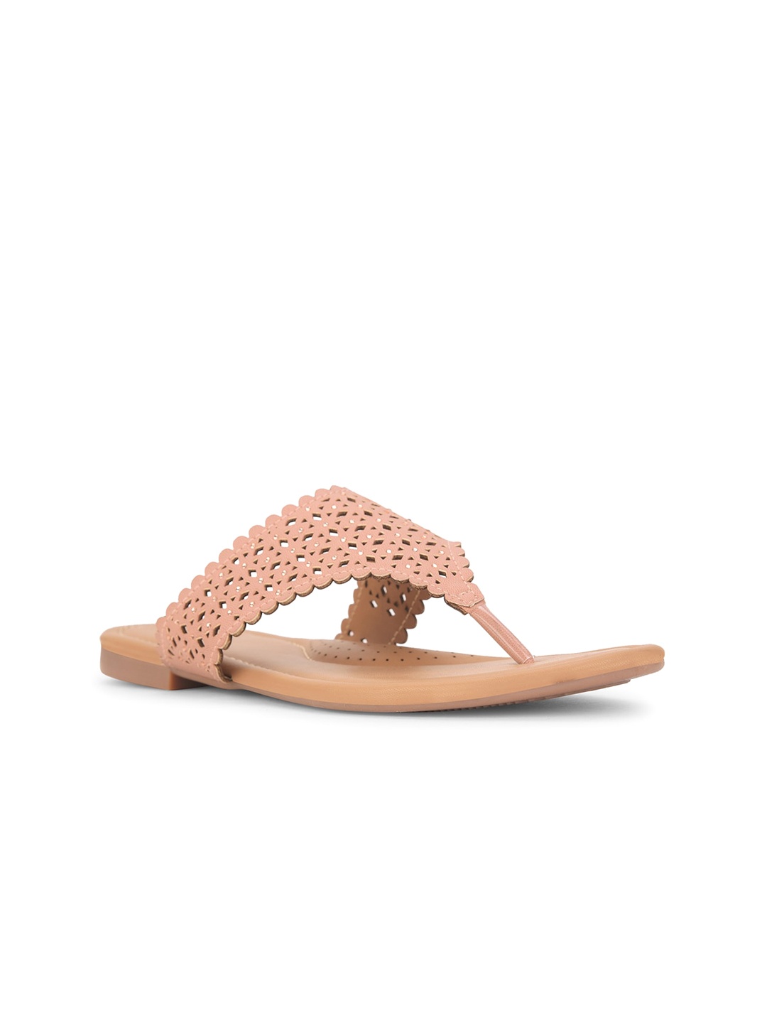 

Bata Textured Open Toe Flats, Peach