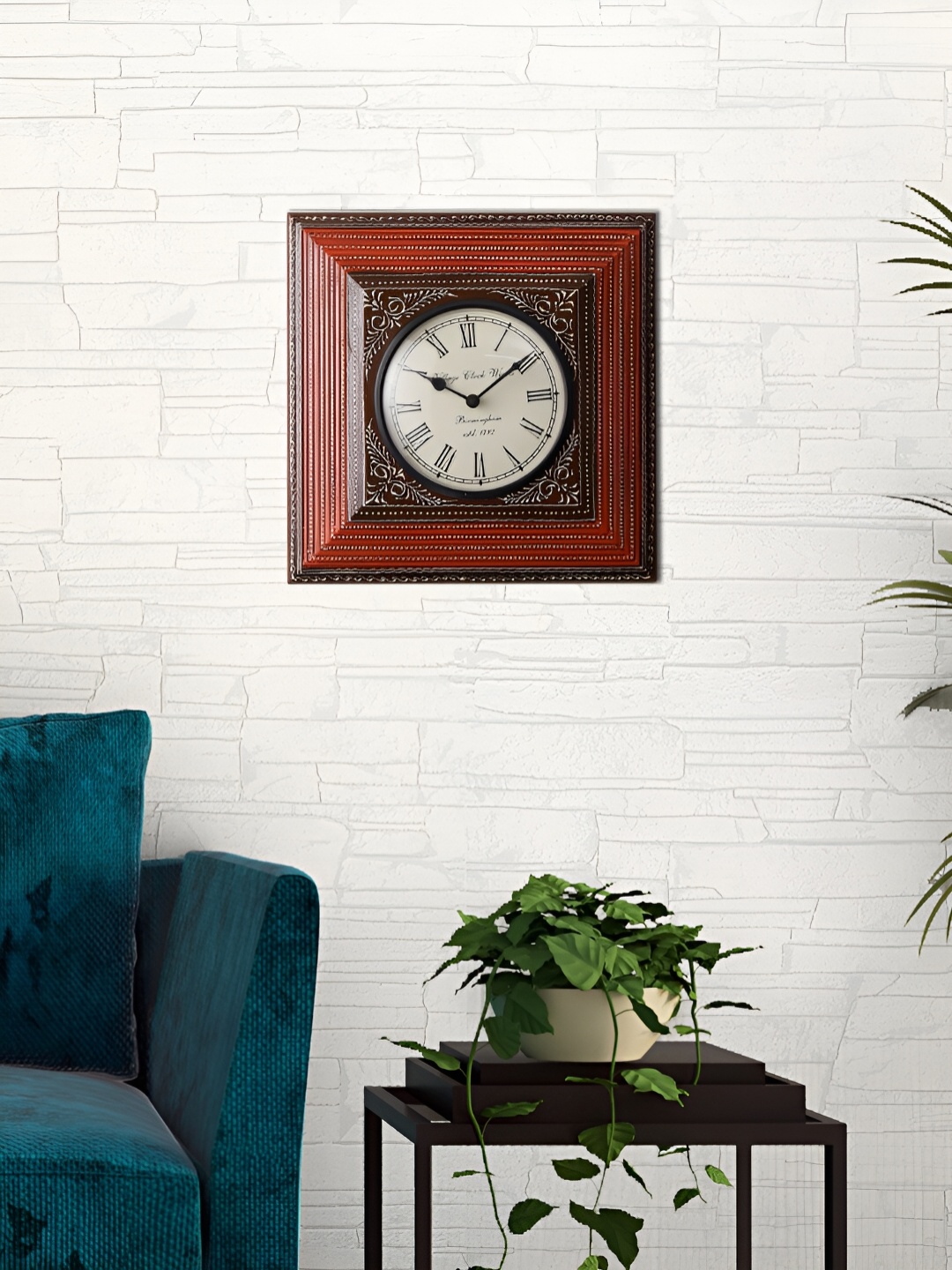 

Aura Orange & Brown Textured Traditional Wall Clock