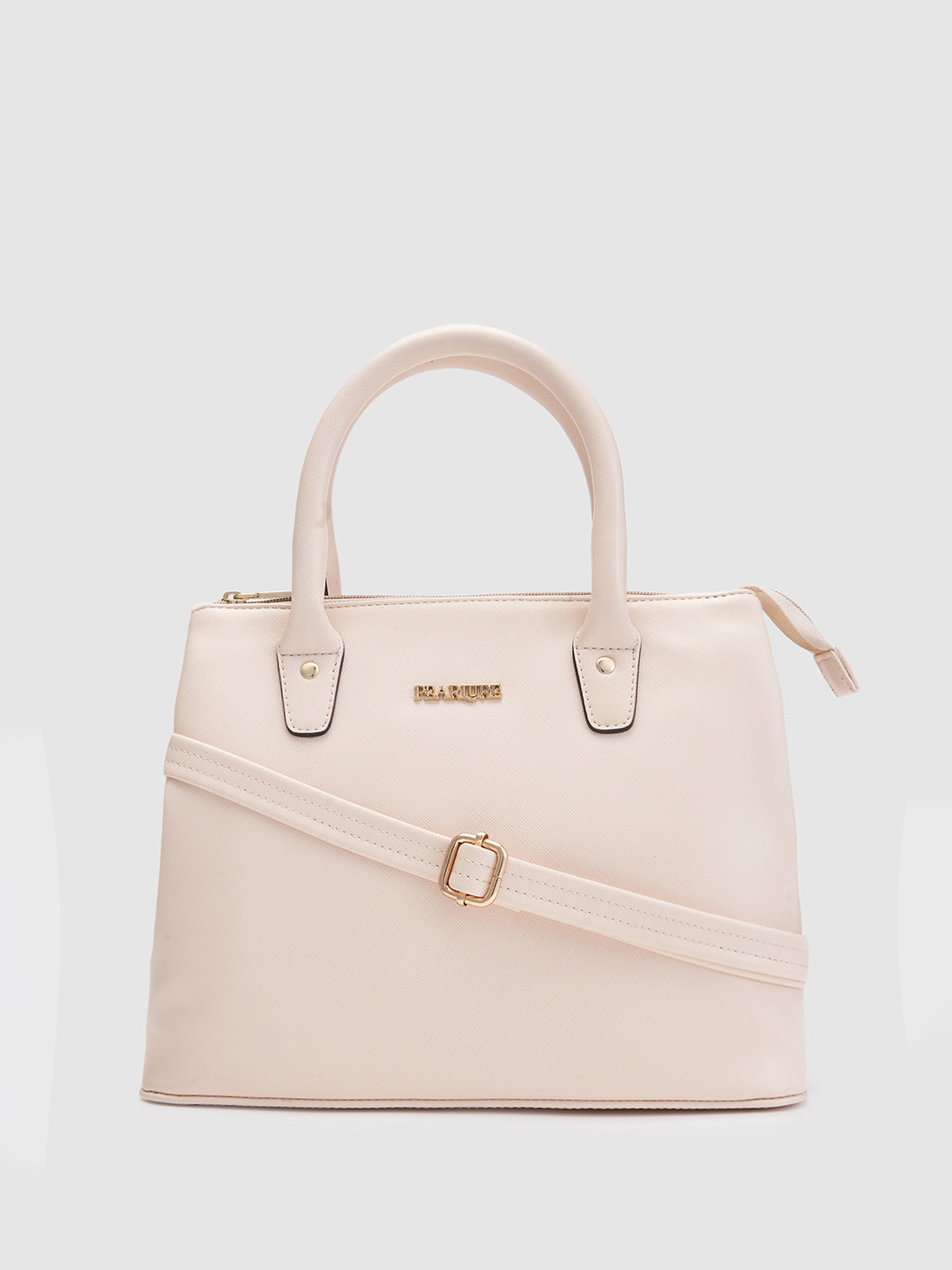 

Pearlure Structured Satchel With Two Handles, Off white