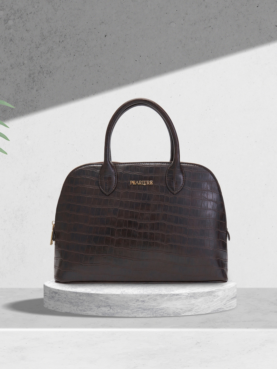 

Pearlure Textured Structured Handheld Bag, Brown
