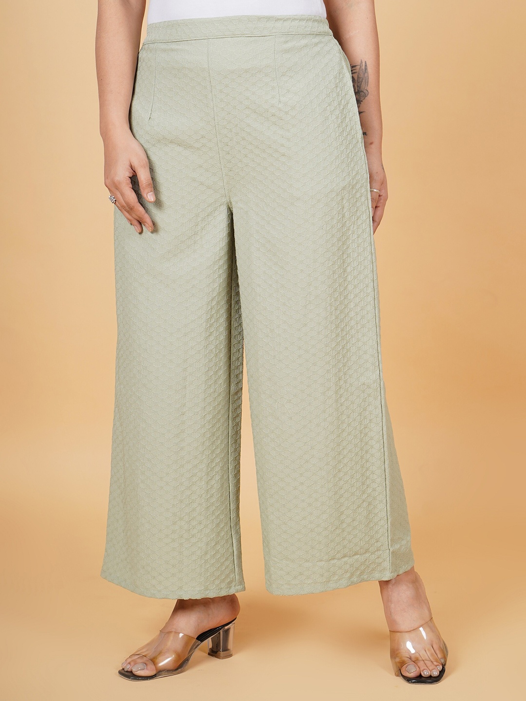 

RAJPUTANA CAMISA Cotton Straight Palazzos, Grey