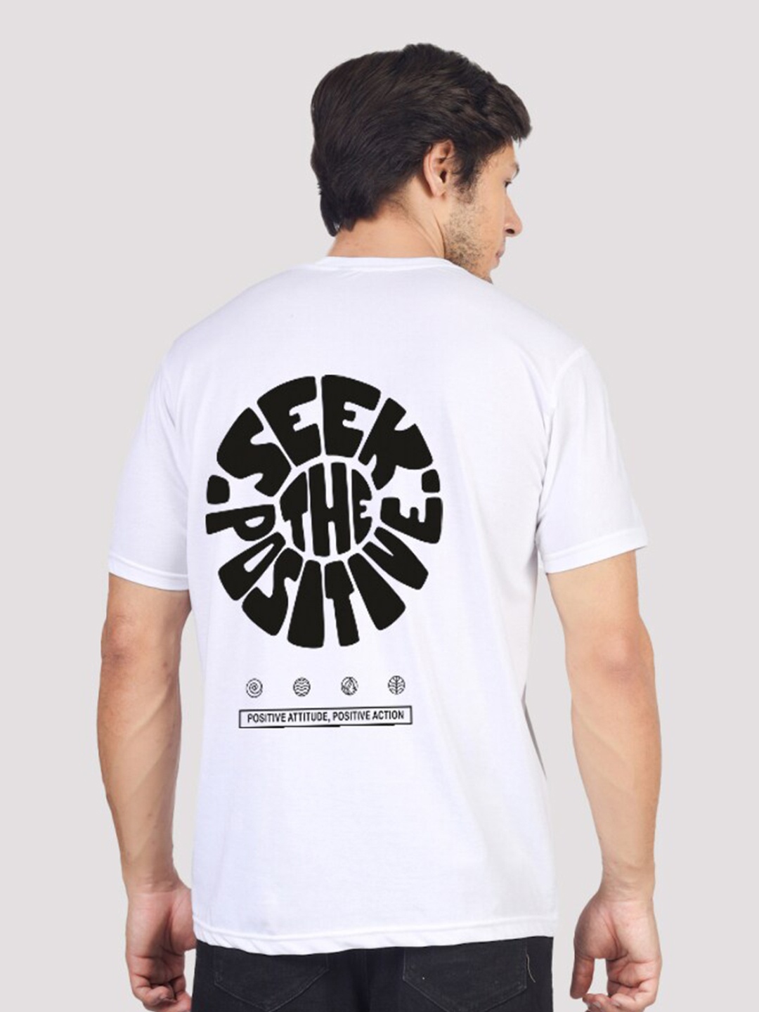 

Greylongg Typography Printed Round Neck Short Sleeves T-shirt, White
