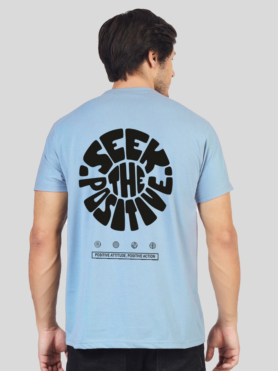

Greylongg Typography Printed Cotton Casual T-shirt, Blue