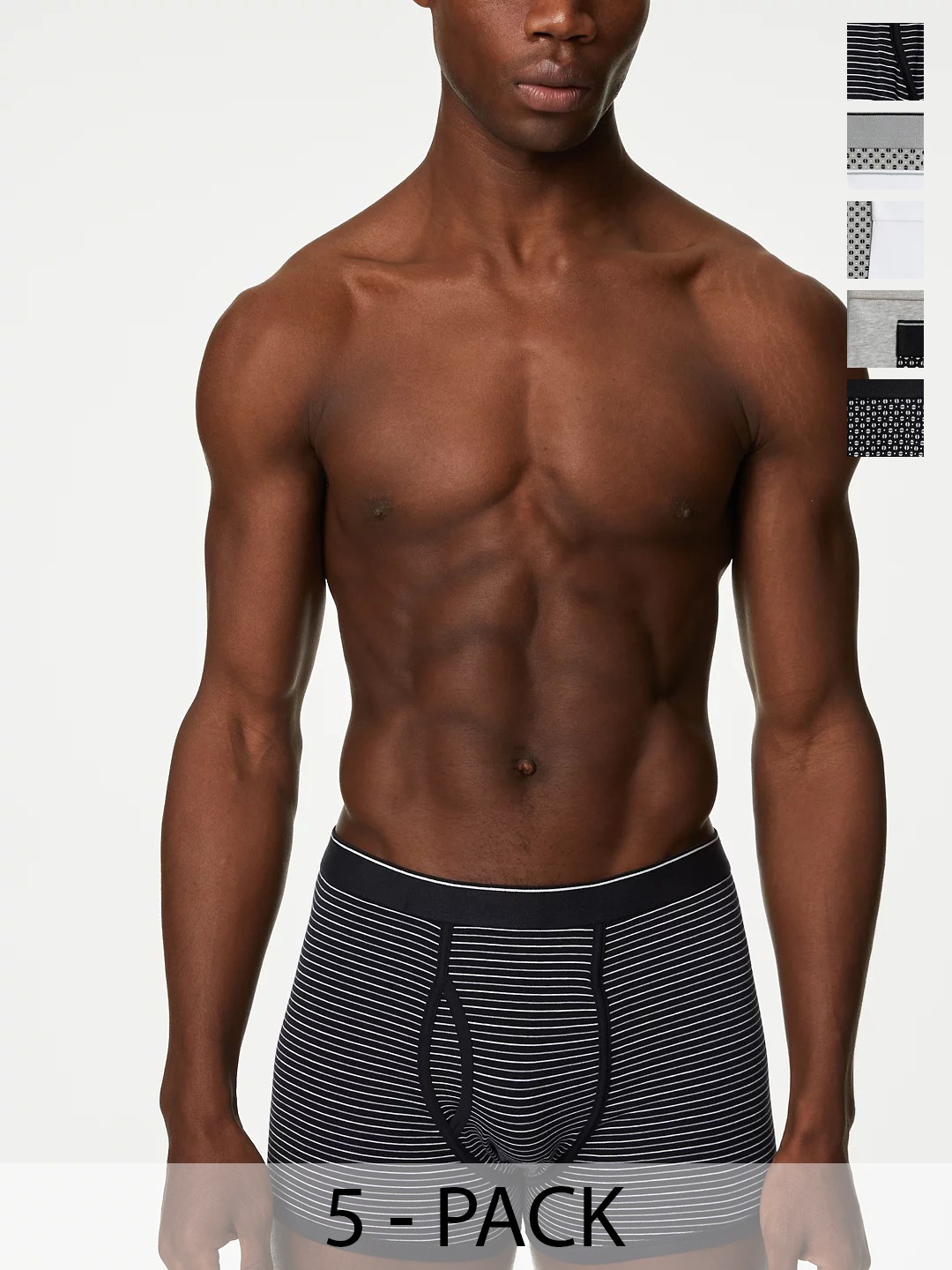 

Marks & Spencer Pack Of 5 Printed Breathability Trunks T144774SBLACK MIX, White
