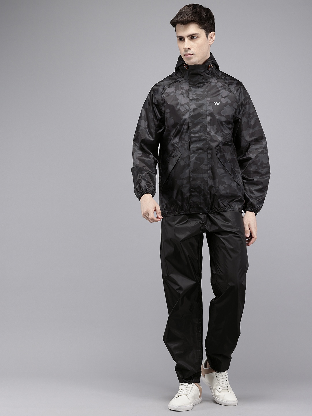 

Wildcraft Men Camouflage Printed Rain Suit, Black