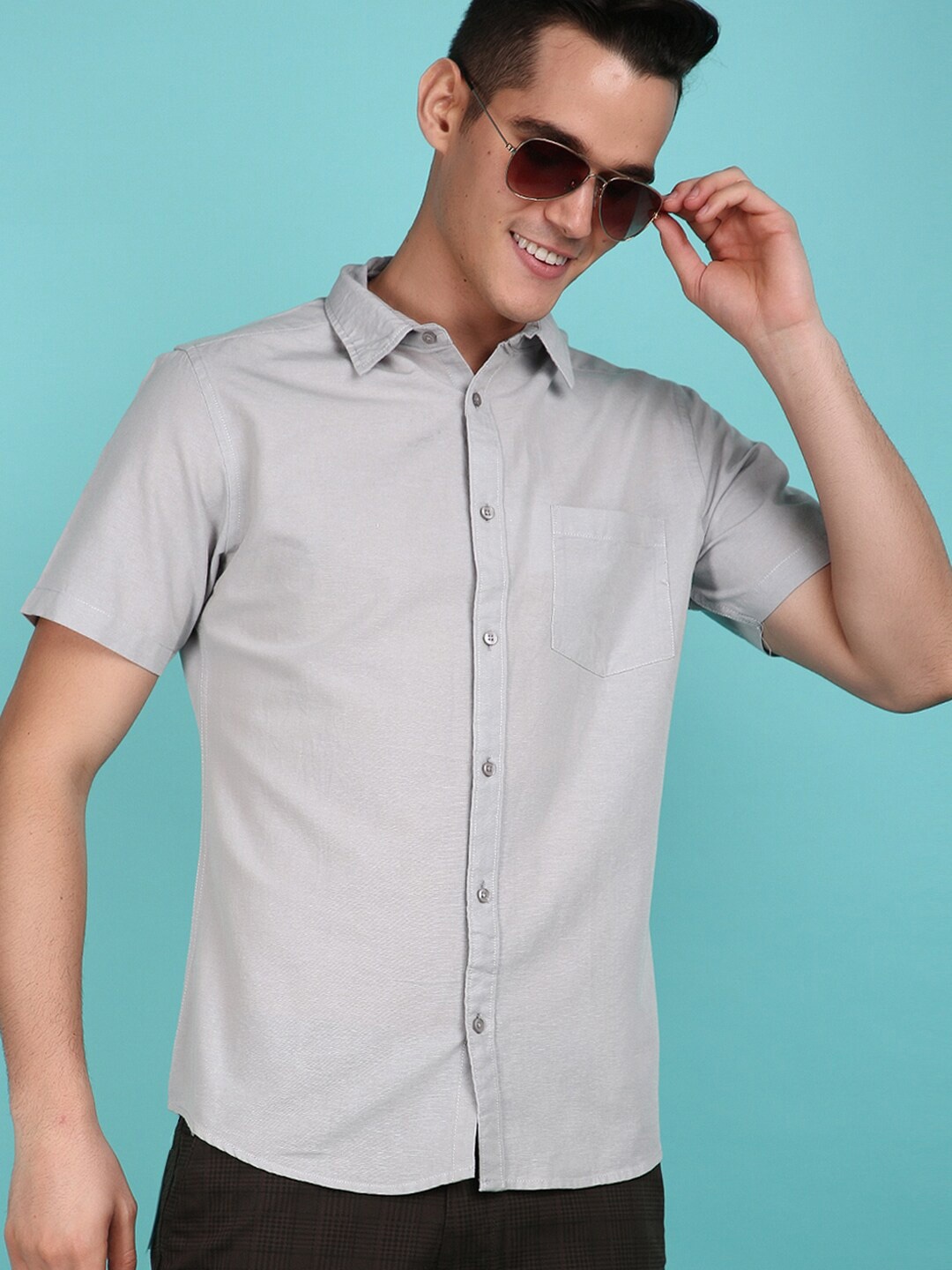 

V-Mart Slim Fit Spread Collar Casual Shirt, Grey