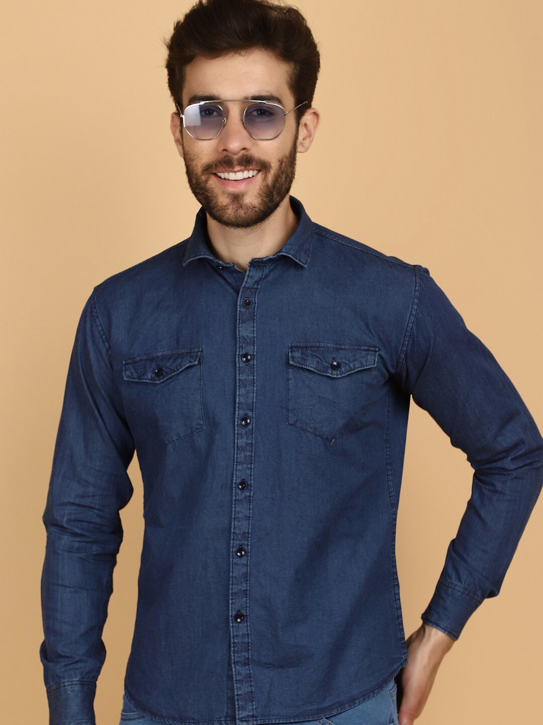 

V-Mart Slim Fit Spread Collar Casual Shirt, Blue