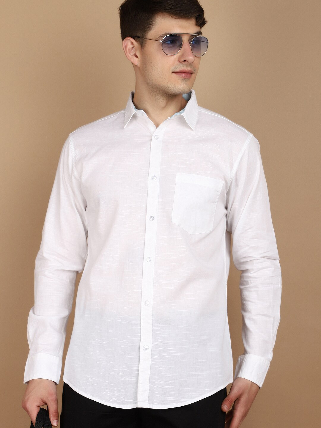 

V-Mart Spread Collar Casual Shirt, White