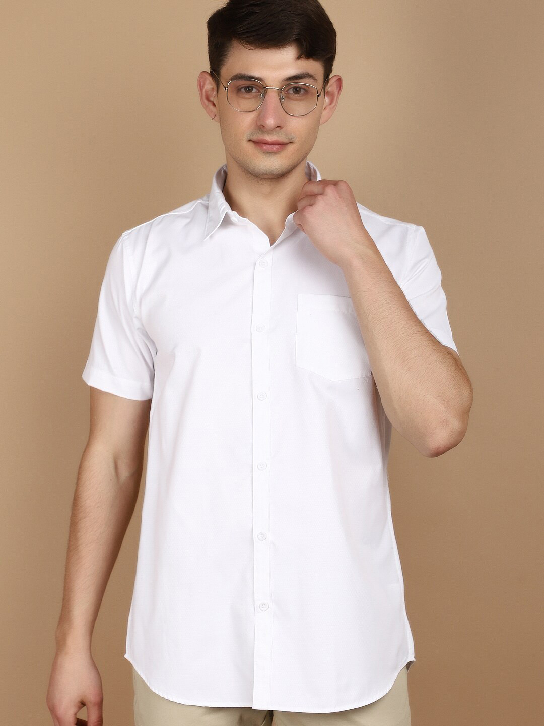 

V-Mart Slim Fit Opaque Cotton Casual Shirt, White