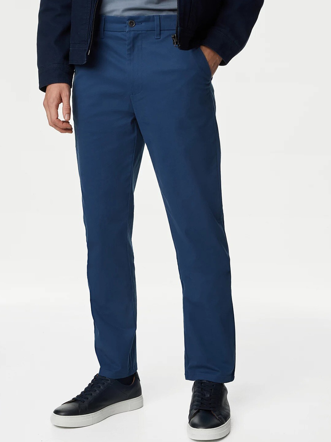 

Marks & Spencer Men Mid Rise Chinos Trouser, Navy blue