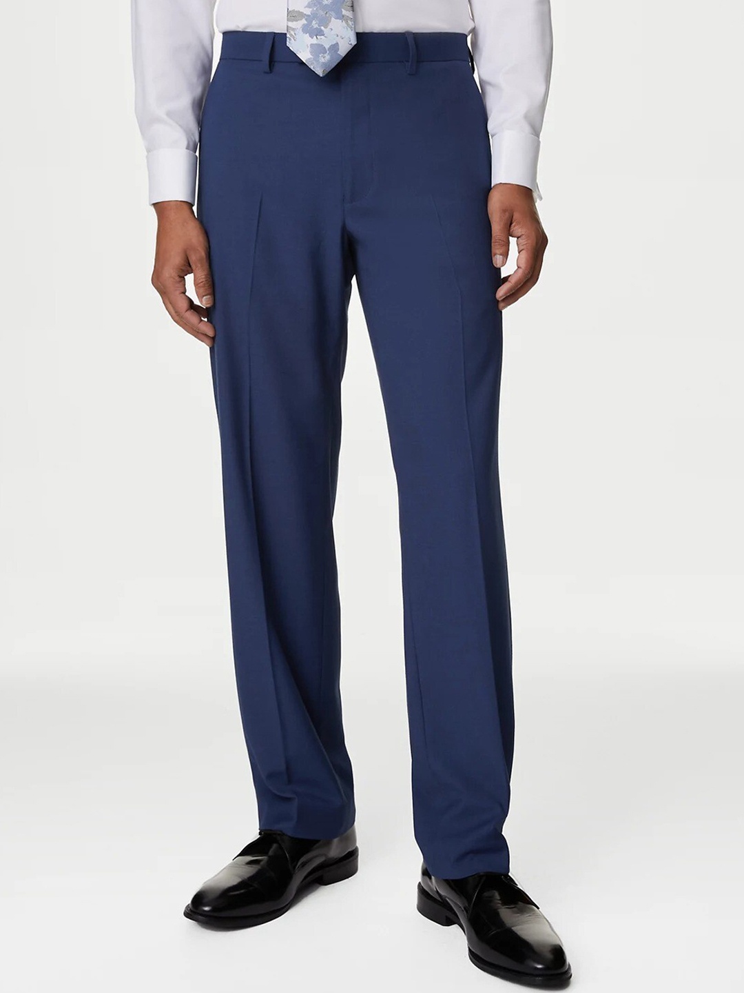 

Marks & Spencer Men Mid Rise Formal Trousers, Navy blue