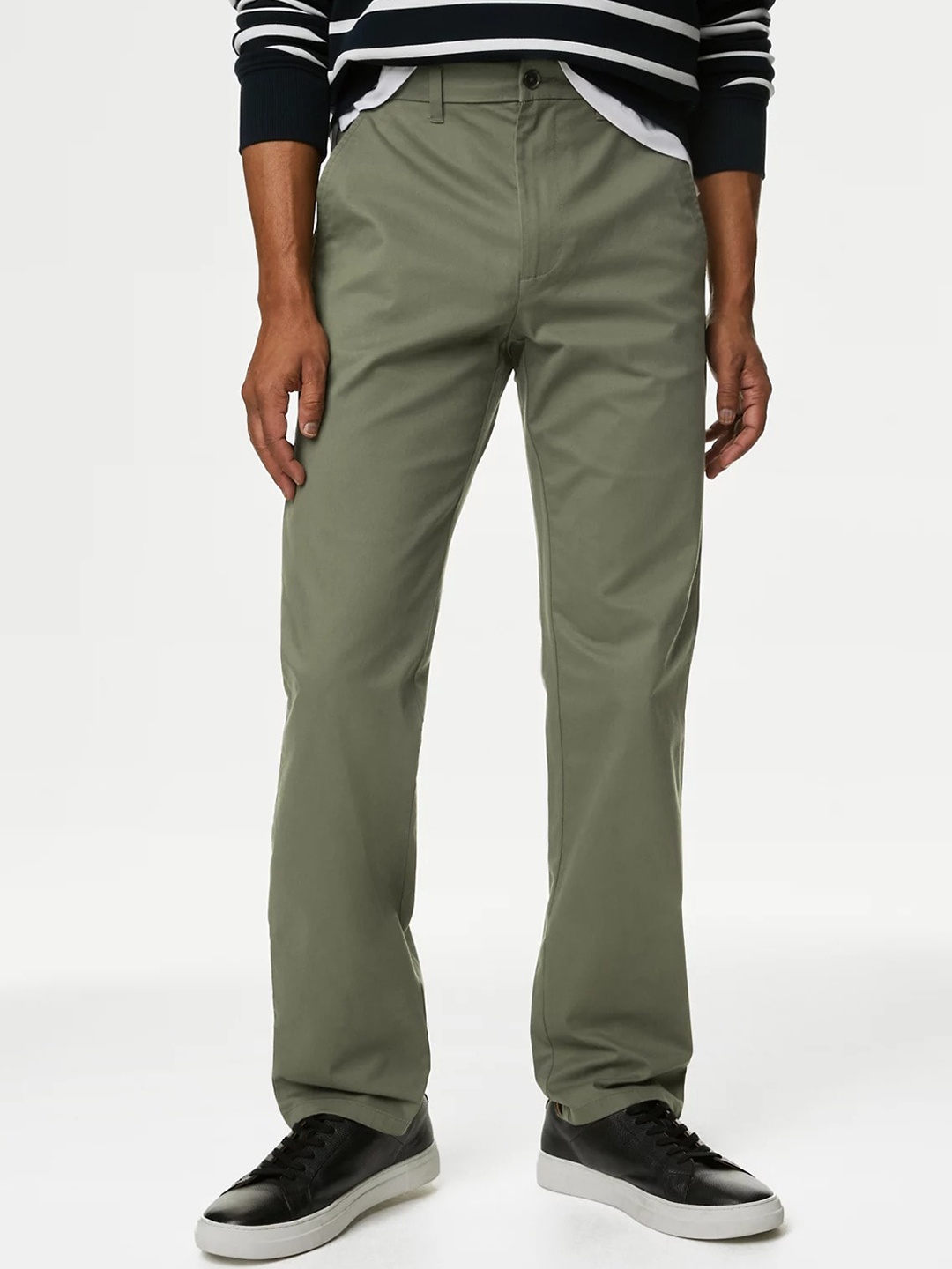 

Marks & Spencer Men Mid Rise Chinos Trousers, Green