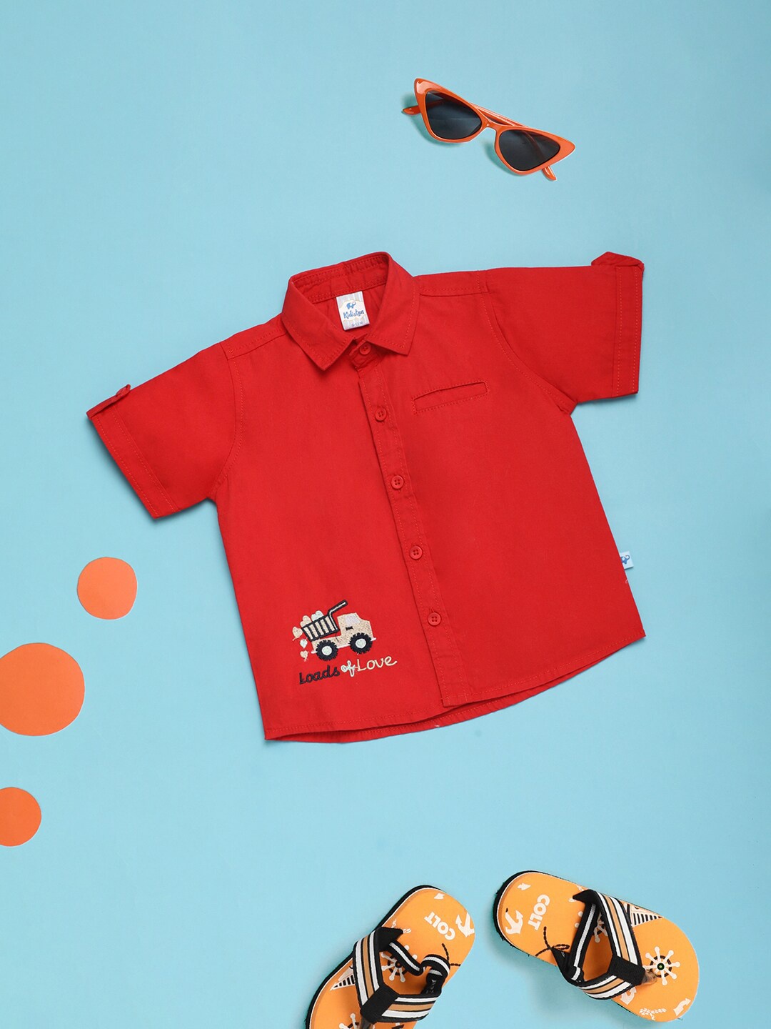 

V-Mart Kids Spread Collar Casual Shirt, Red