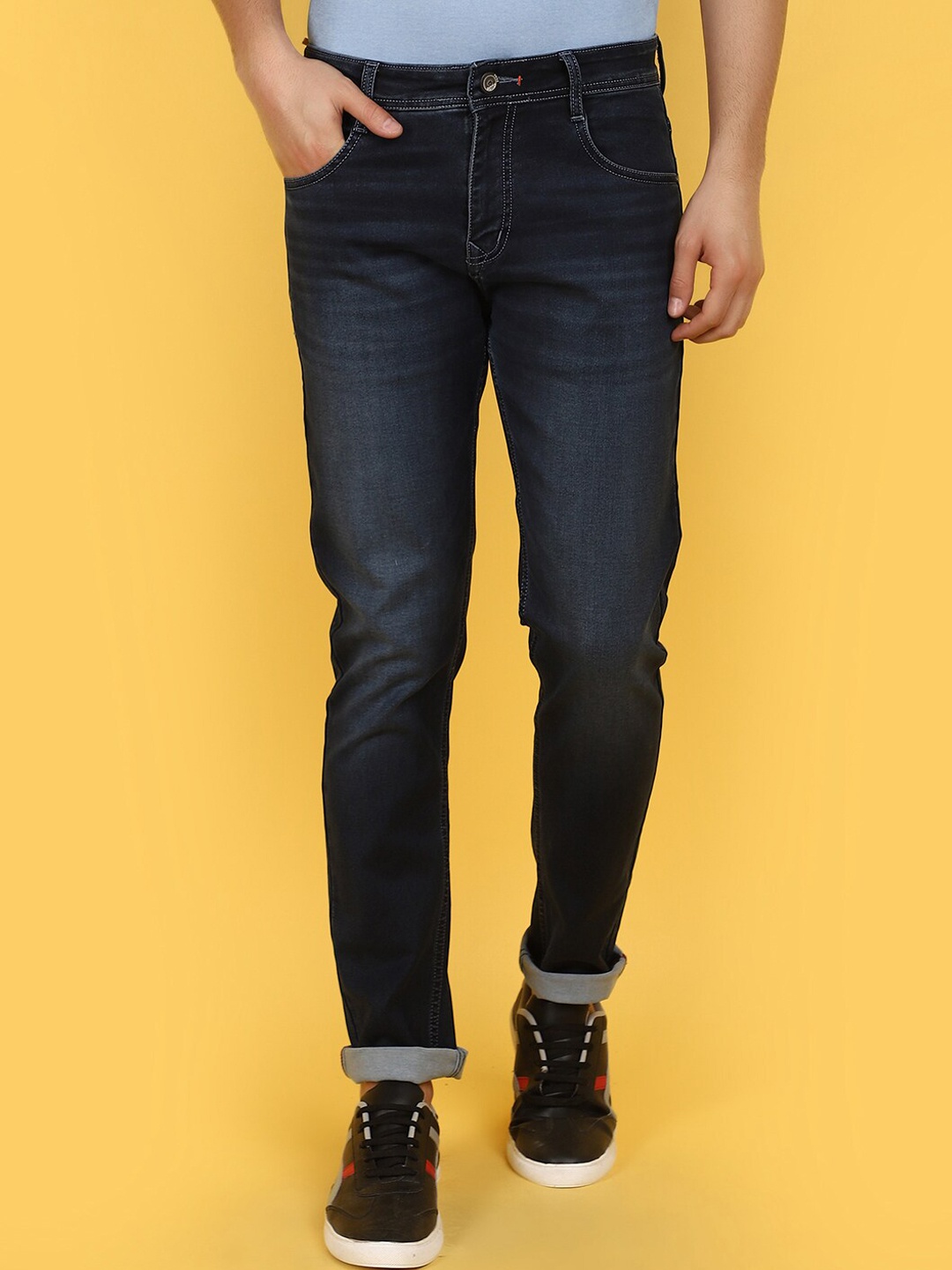 

V-Mart Men Slim Fit Light Fade Clean Look Cotton Jeans, Blue